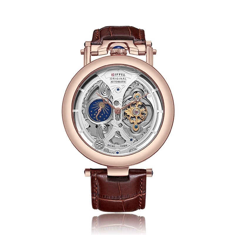 Orologio Uomo Automatico Scheletrato Cinturino Pelle Elegante - Vesarelli