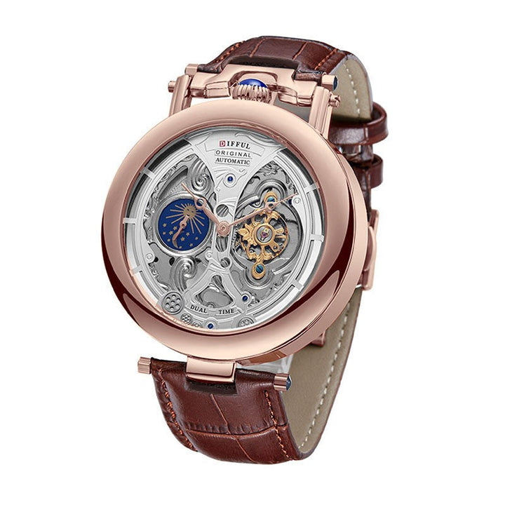 Aurelio | Elegante Orologio Uomo Scheletrato Automatico con Cinturino in Pelle 4