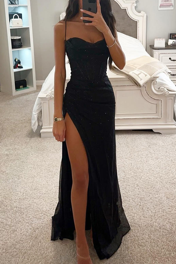 Abito lungo Donna con Paillettes e Corsetto Strutturato - Vesarelli