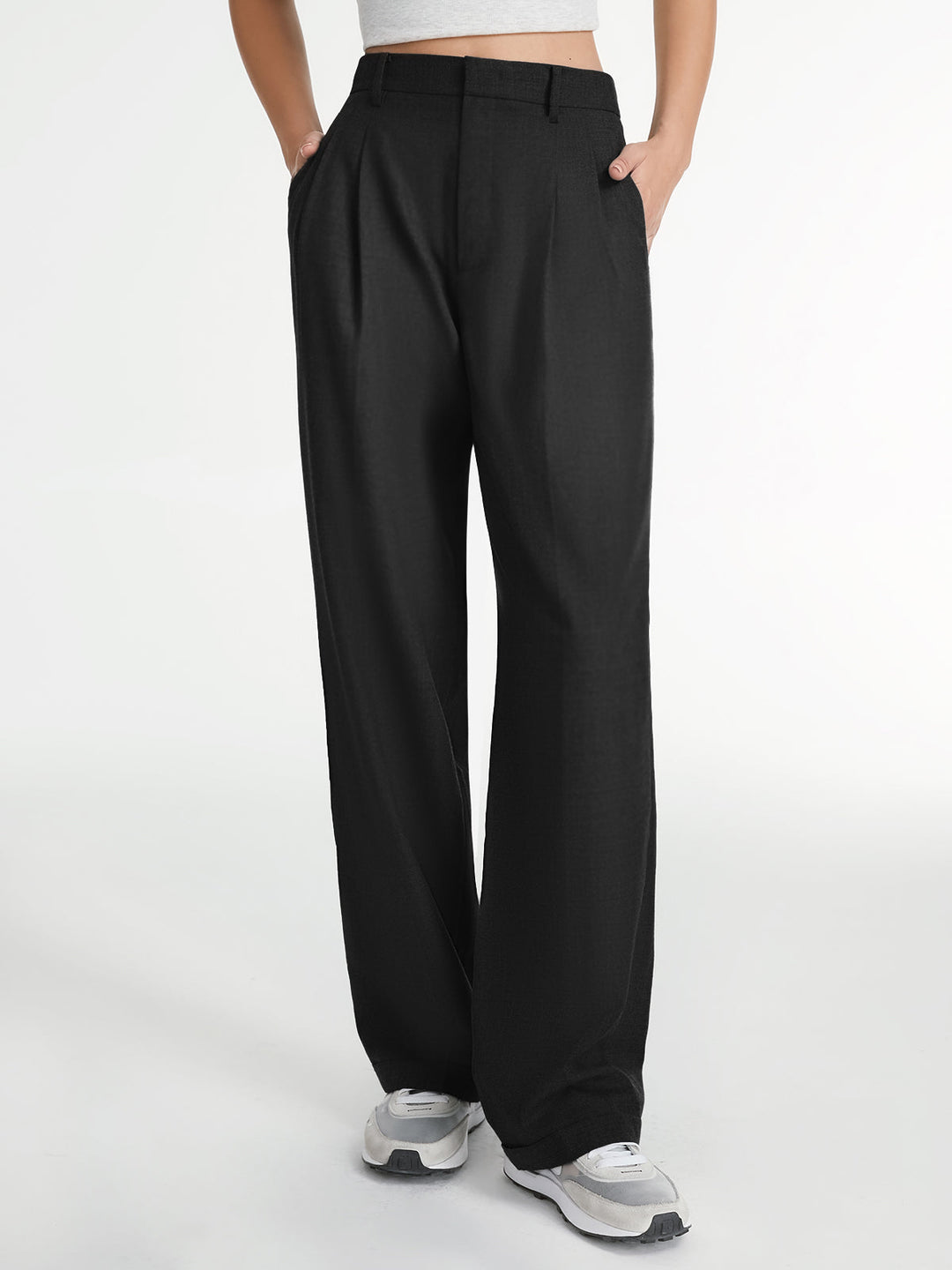 Pantaloni Uomo Sartoriali Tessuto Classico Gamba Dritta