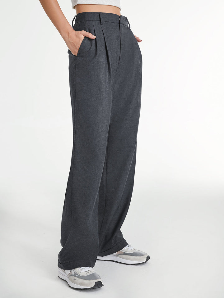 Pantaloni Donna Eleganti Tessuto Leggero Gamba Dritta