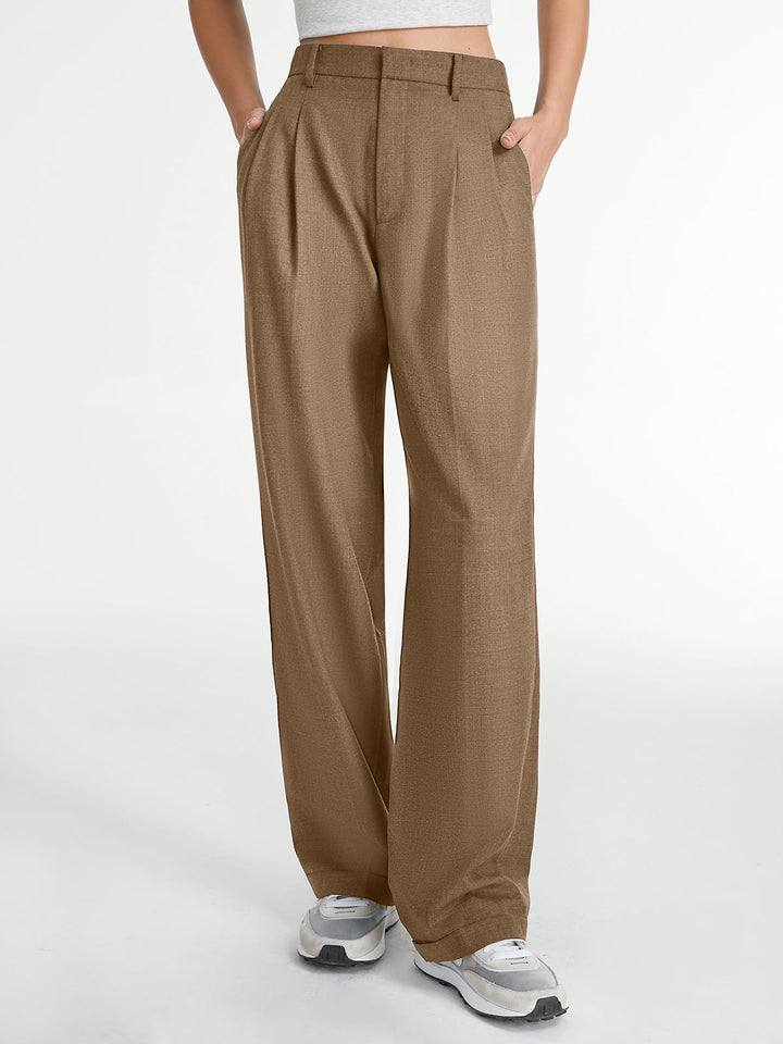 Pantaloni Uomo Sartoriali Tessuto Classico Gamba Dritta