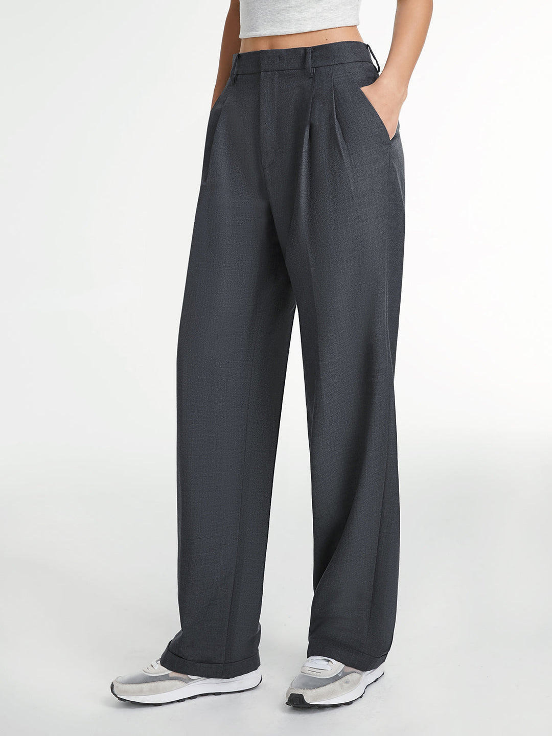 Pantaloni Uomo Sartoriali Tessuto Classico Gamba Dritta