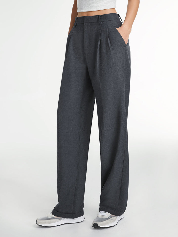Pantaloni Uomo Sartoriali Tessuto Classico Gamba Dritta