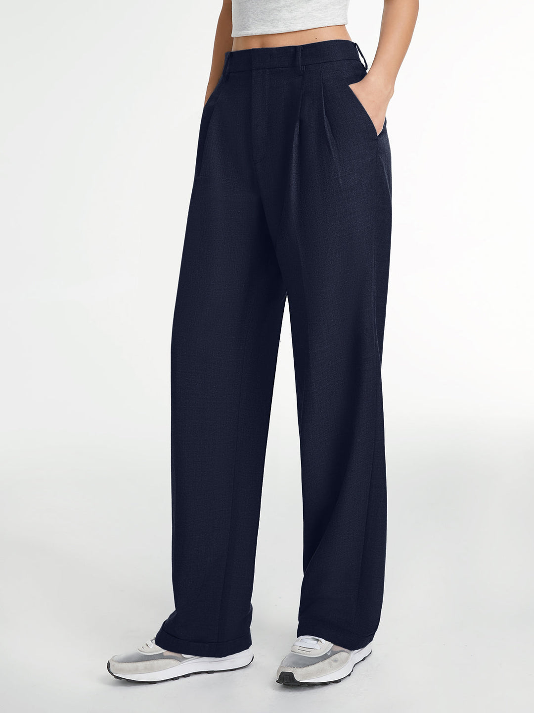 Pantaloni Uomo Sartoriali Tessuto Classico Gamba Dritta