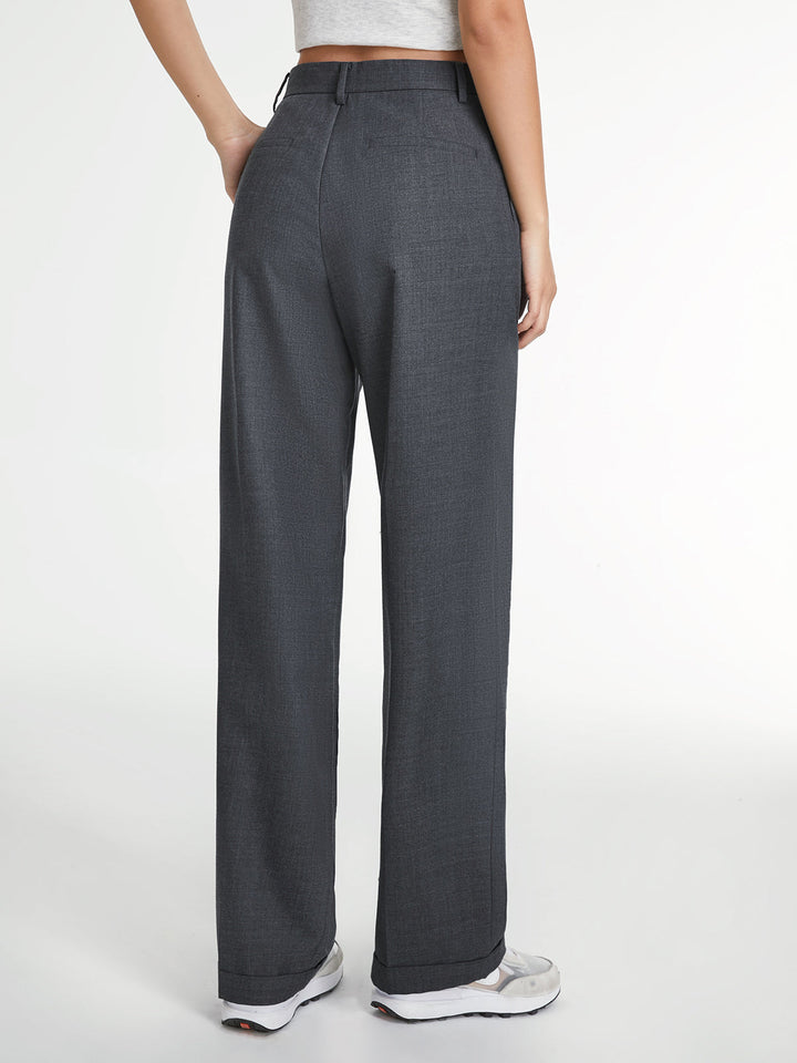 Pantaloni Donna Eleganti Tessuto Leggero Gamba Dritta