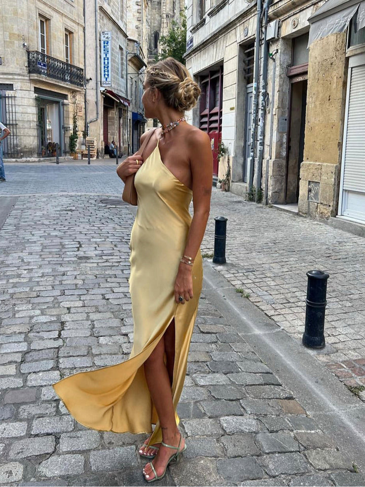 Abito Lungo Donna Schiena Scoperta Spacco Elegante