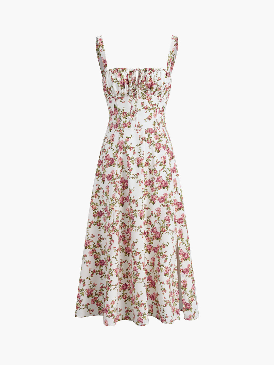 Abito Midi Donna Estivo Motivo Floreale Svasato