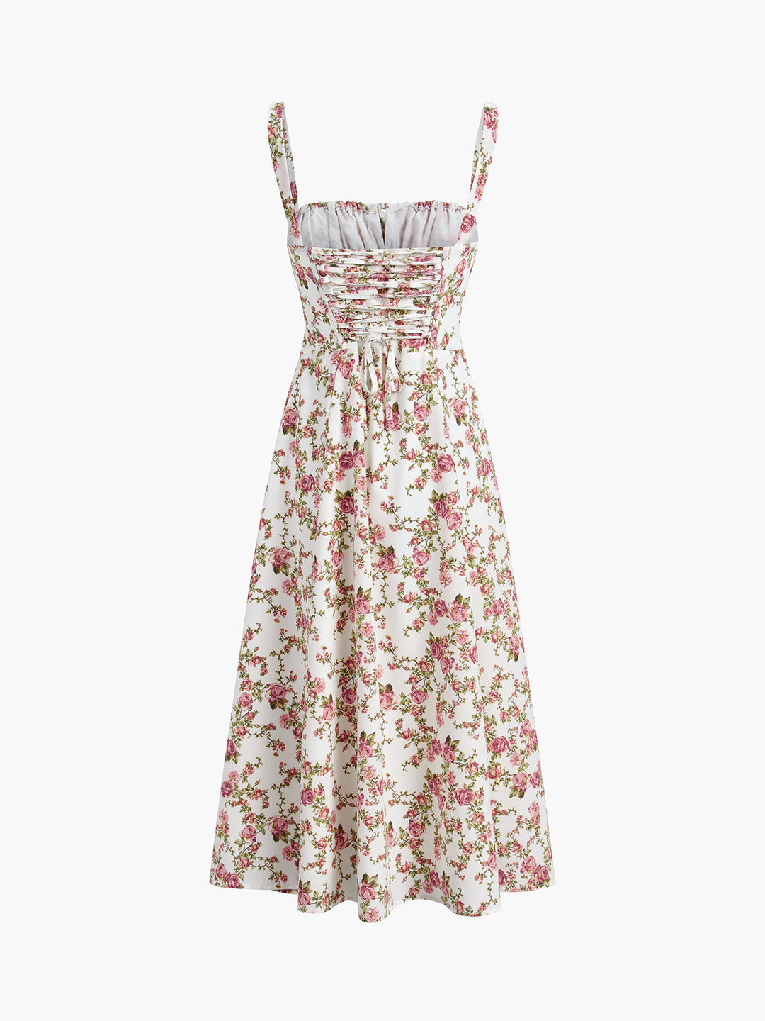 Abito Midi Donna Estivo Motivo Floreale Svasato