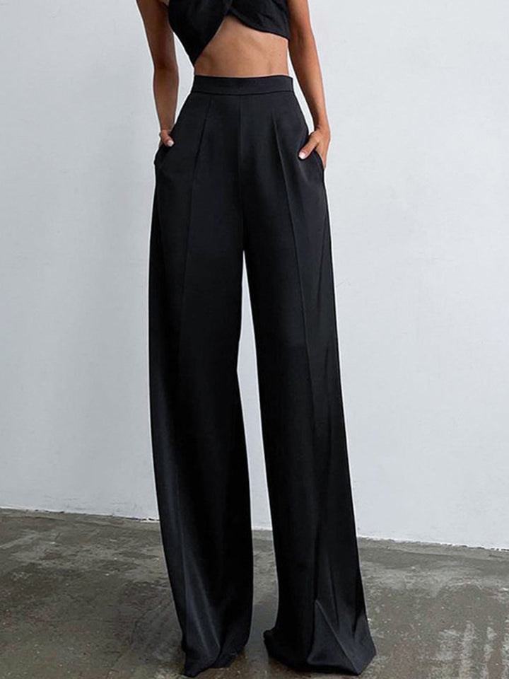 Pantaloni Palazzo Donna in Raso Vestibilità Ampia Eleganti