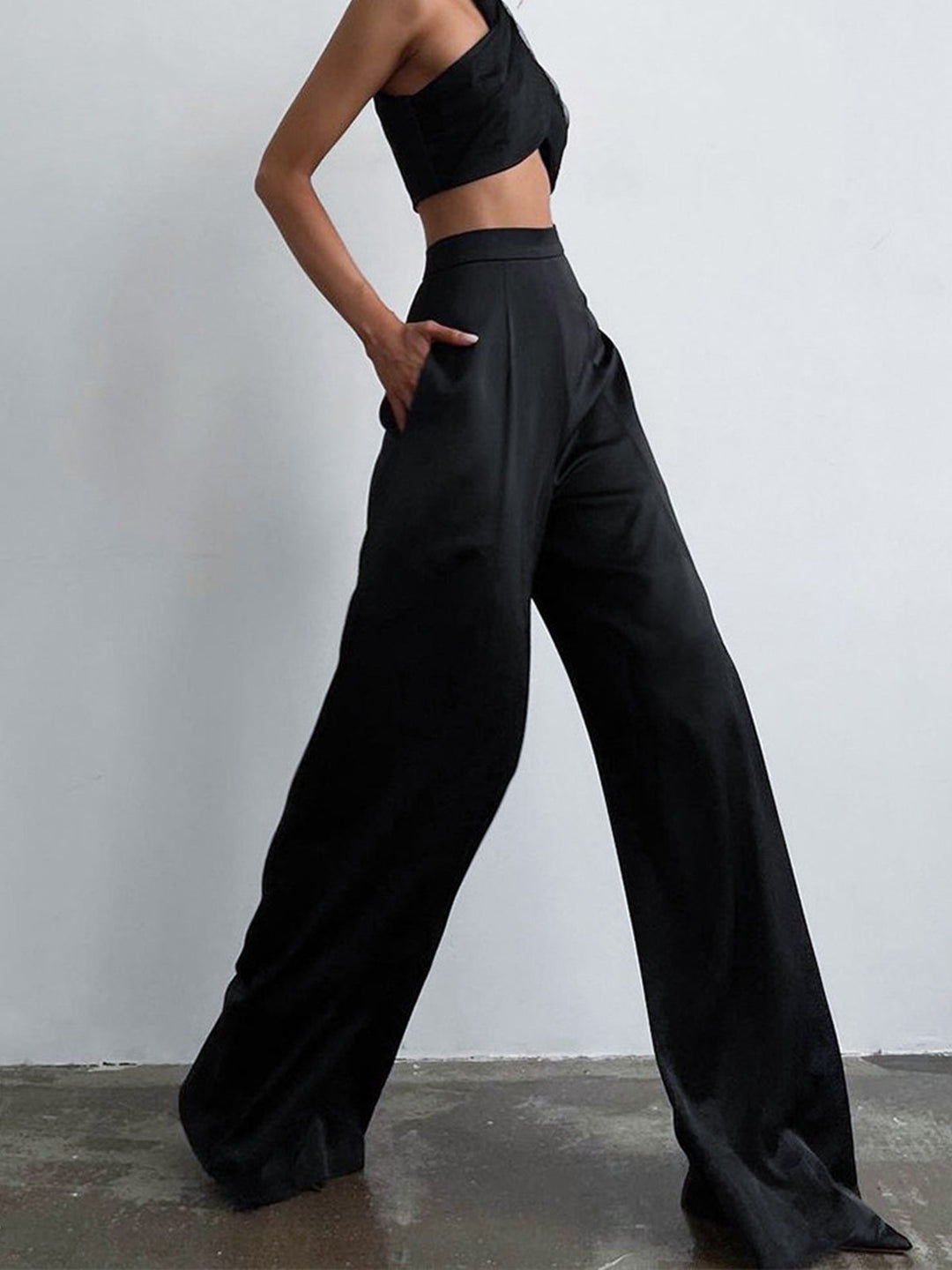 Pantaloni Palazzo Donna in Raso Vestibilità Ampia Eleganti
