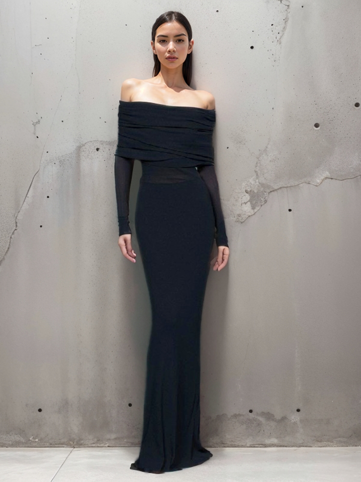 Abito Cerimonia Donna in Mesh Trasparente Elegante