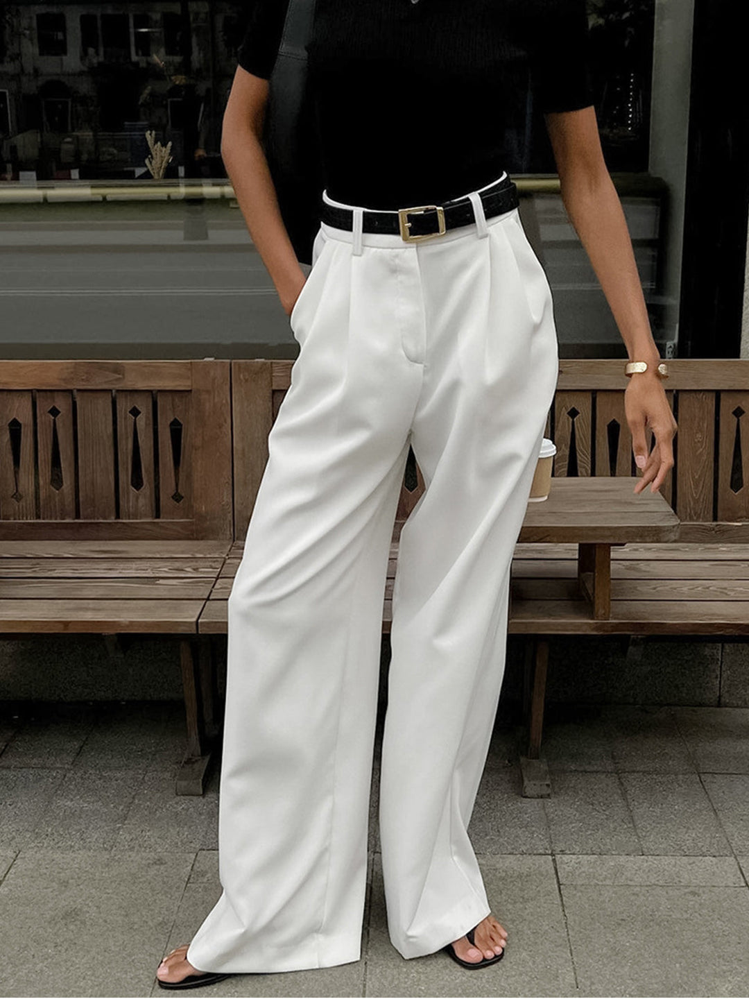 Pantaloni Palazzo Donna Vita Alta Ampia