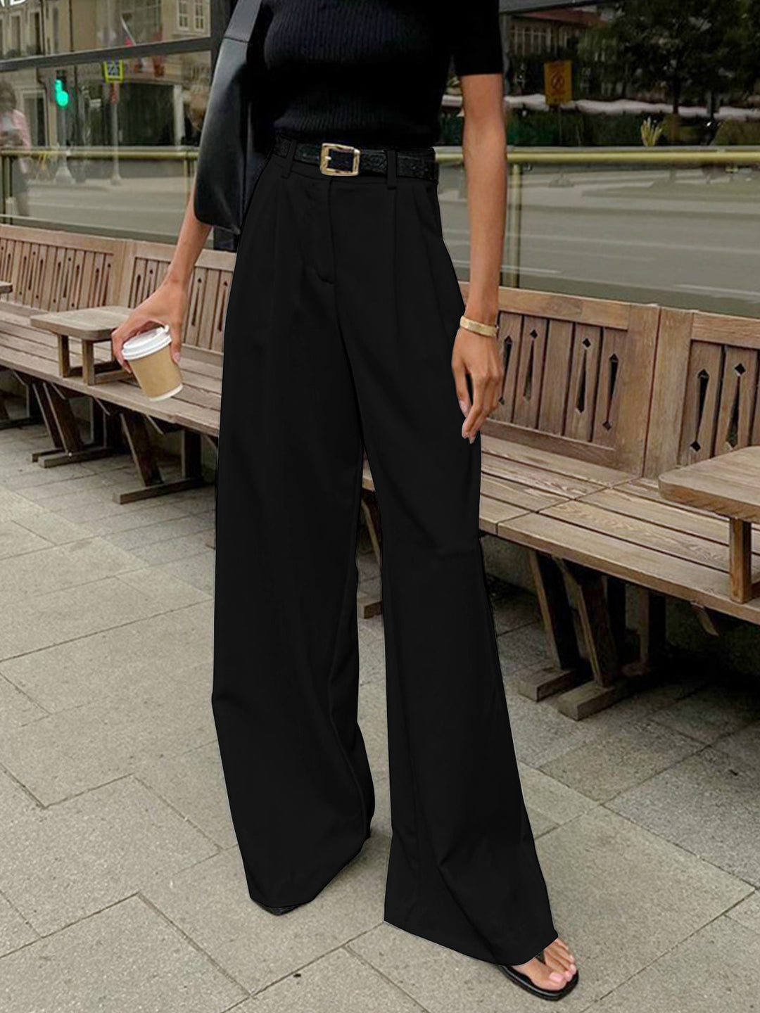 Pantaloni Palazzo Donna Vita Alta Ampia