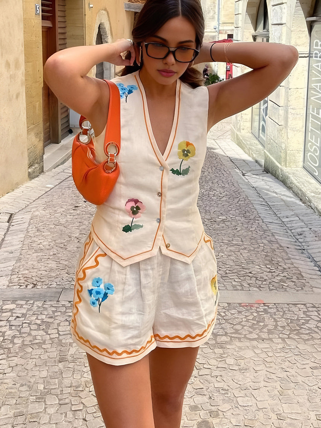 Set Donna Pantaloncini Leggeri e Gilet Sartoriale Senza Maniche