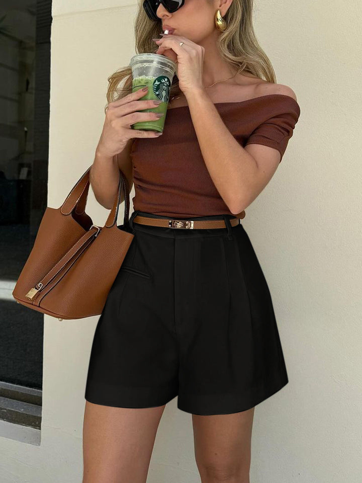 Pantaloncini Donna Eleganti Vita Alta Slim