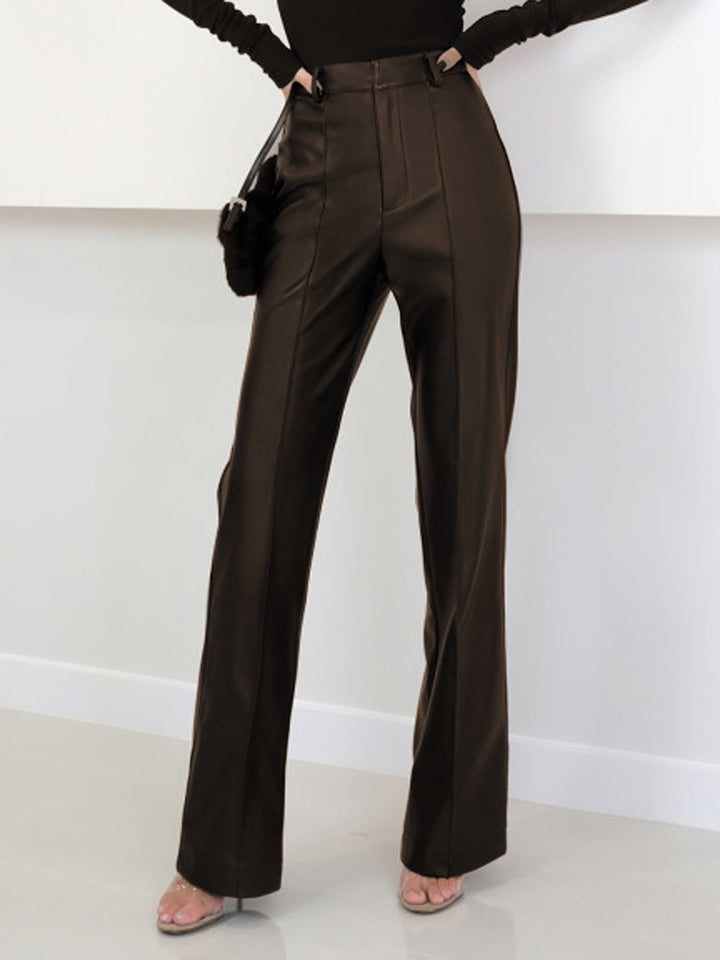 Pantaloni Donna in Pelle Sintetica Vestibilità Regular