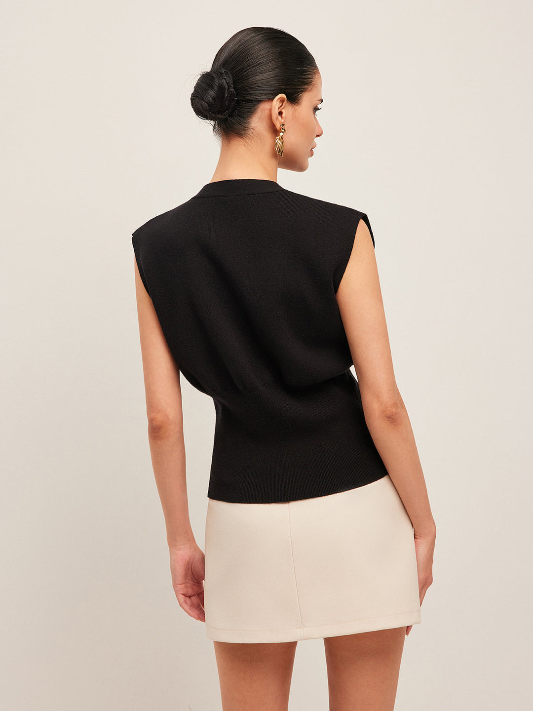 Blusa Gilet Donna Maglia Scollo a V Bottoni