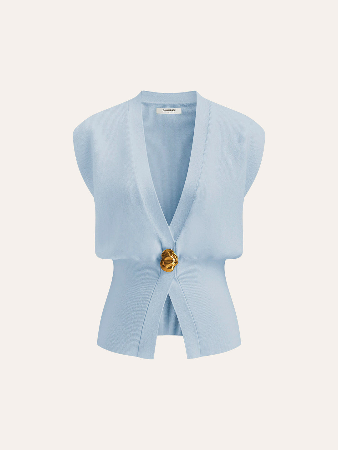 Blusa Gilet Donna Maglia Scollo a V Bottoni