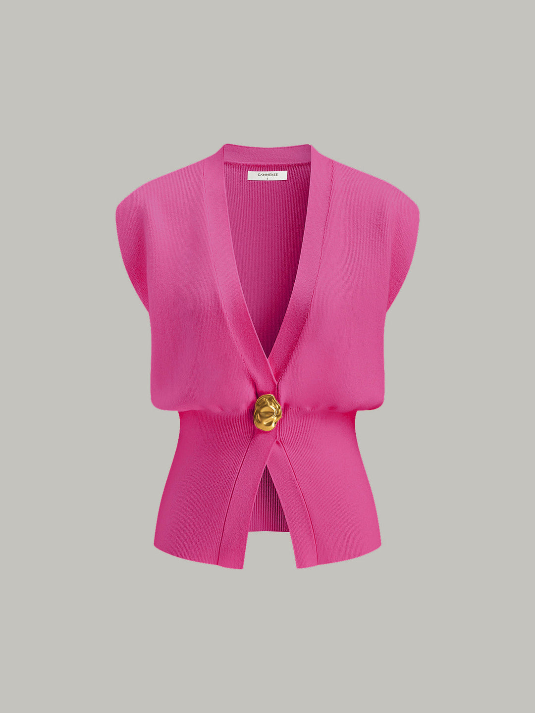 Blusa Gilet Donna Maglia Scollo a V Bottoni