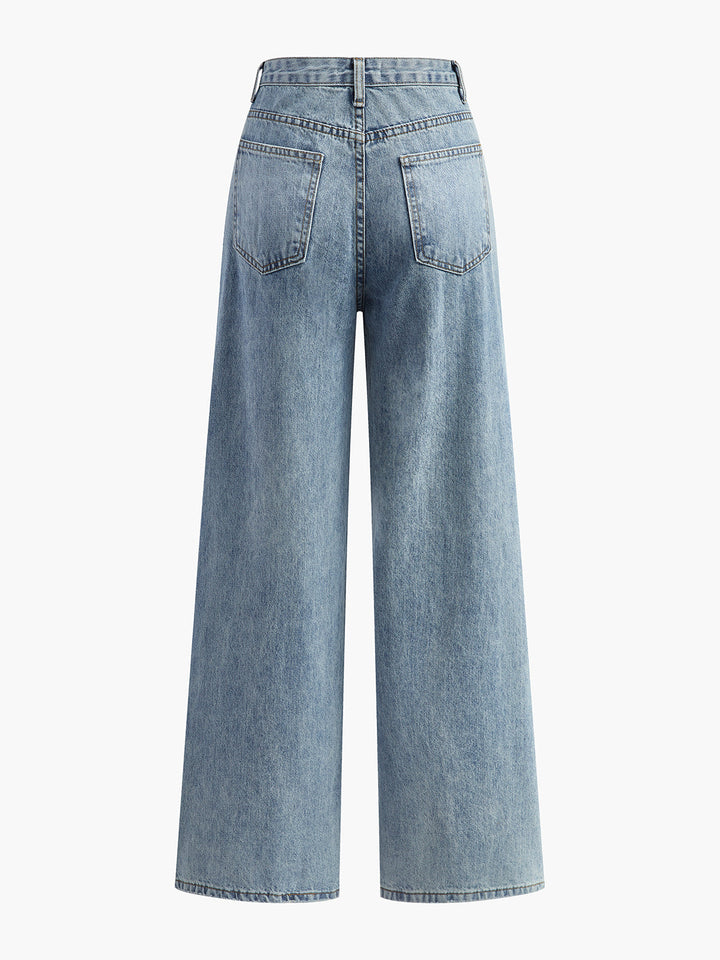 Jeans Donna Gamba Larga Vestibilità Elegante