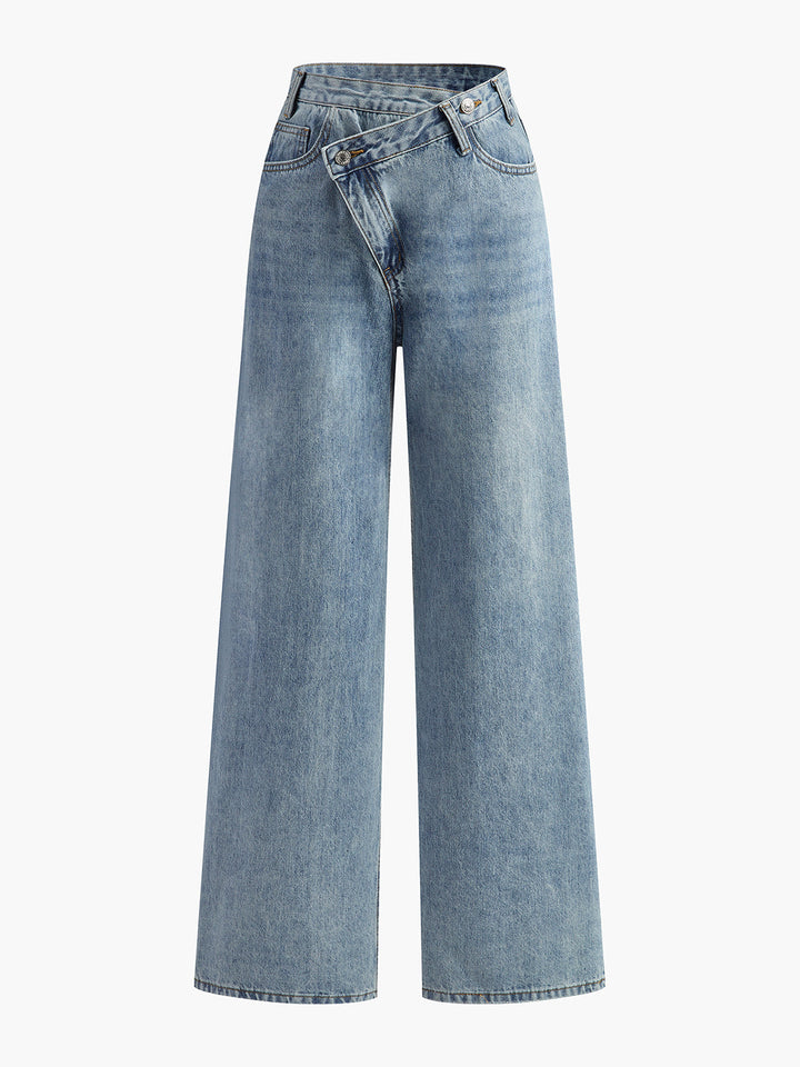 Jeans Donna Gamba Larga Vestibilità Elegante