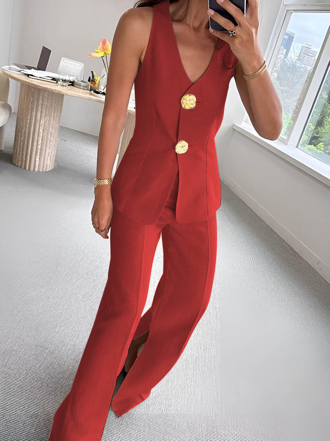 Set Estivo Donna Due Pezzi Elegante Vestibilità Comoda
