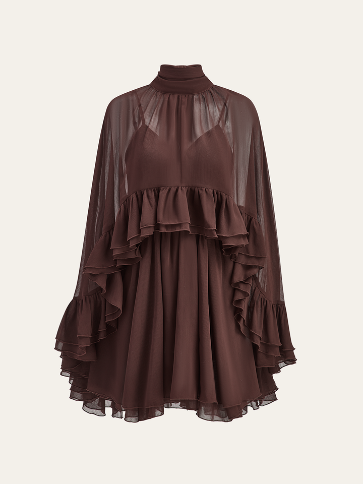 Abito Donna in Chiffon con Mantella Elegante
