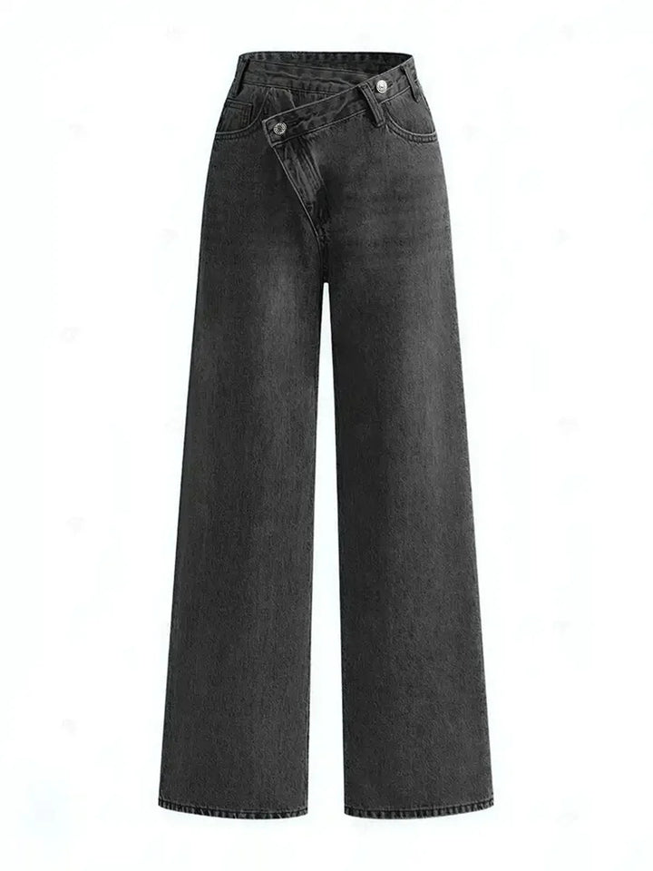 Jeans Donna Gamba Larga Vestibilità Elegante