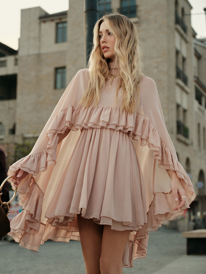 Abito Donna in Chiffon con Mantella Elegante
