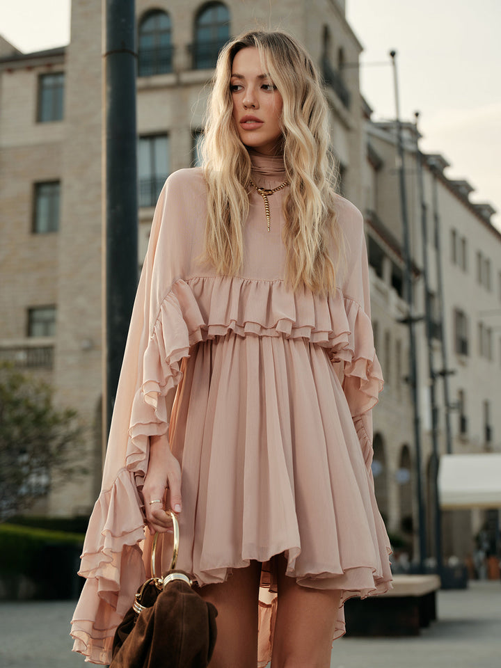 Abito Donna in Chiffon con Mantella Elegante