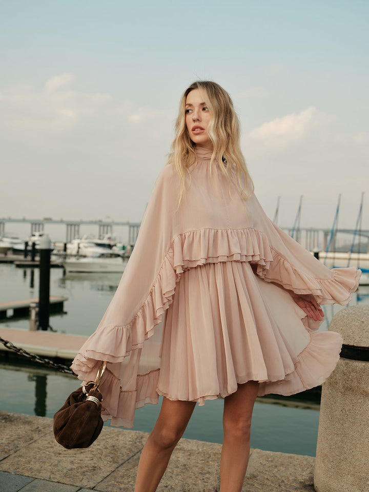 Abito Donna in Chiffon con Mantella Elegante