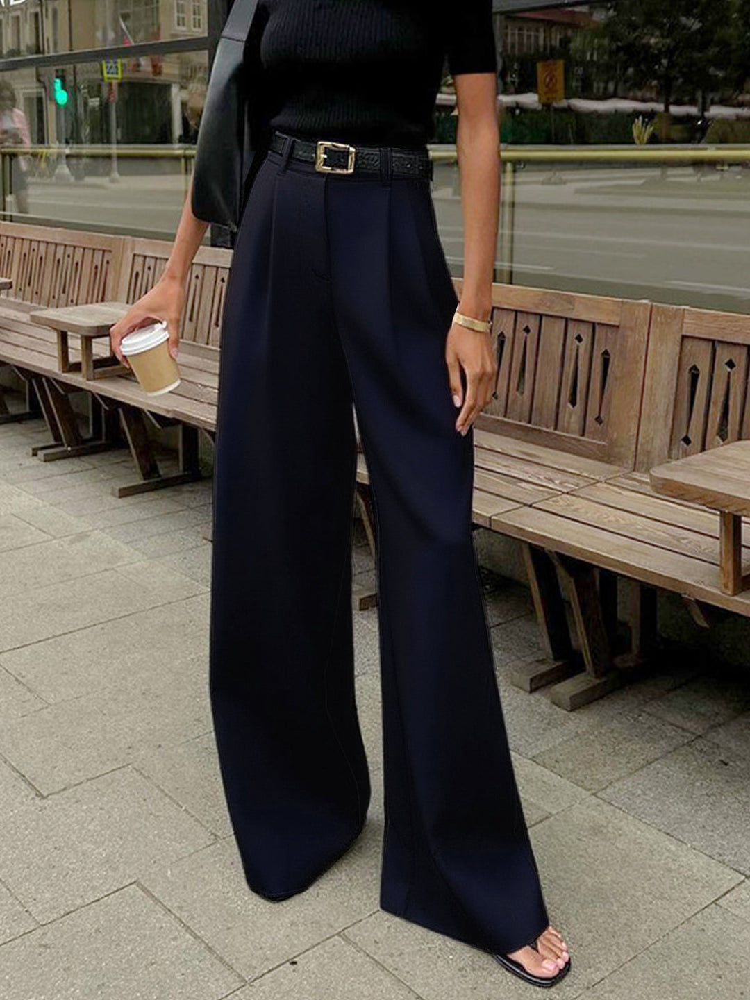 Pantaloni Palazzo Donna Vita Alta Ampia