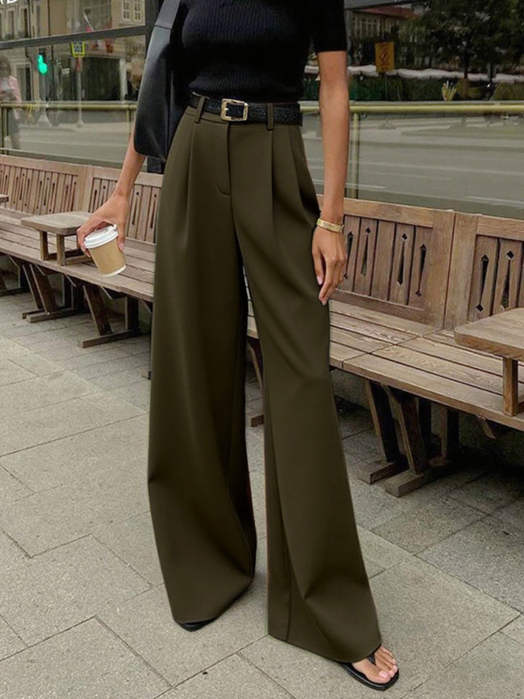 Pantaloni Palazzo Donna Vita Alta Ampia