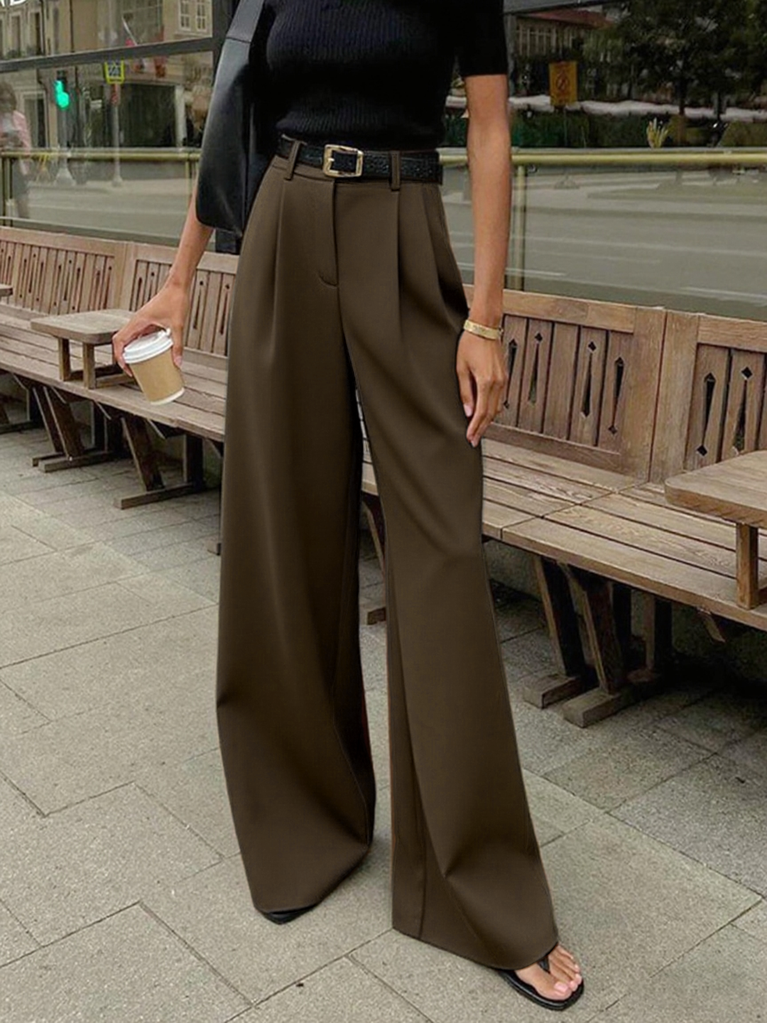 Pantaloni Palazzo Donna Vita Alta Ampia
