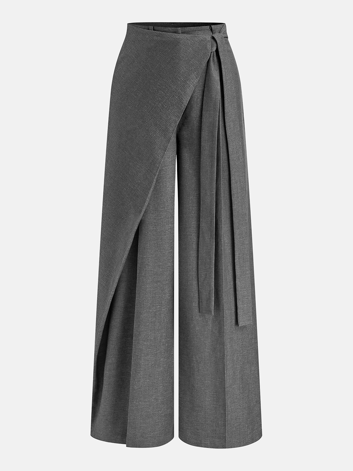 Pantaloni Donna Eleganti Tessuto Leggero Gamba Larga