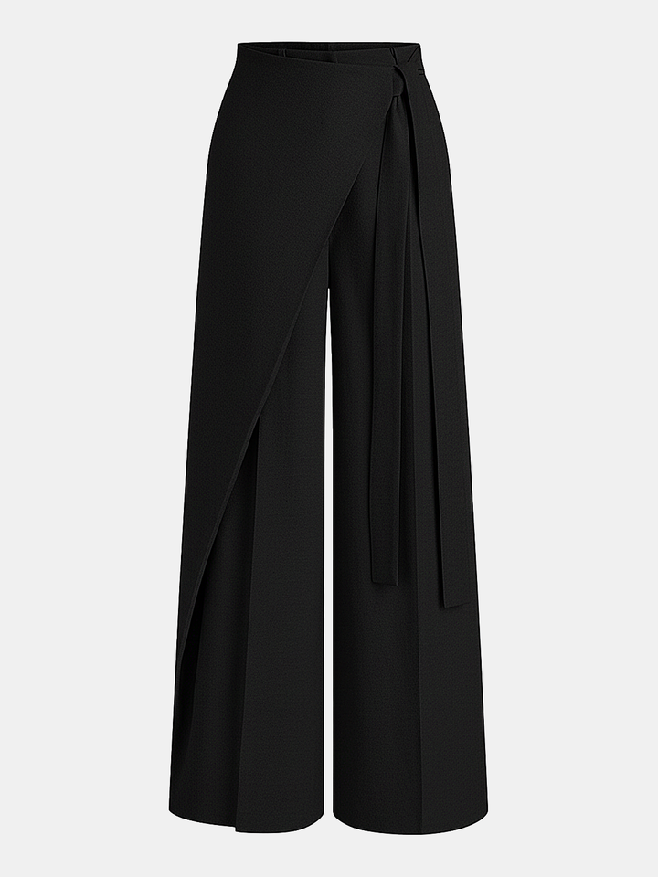 Pantaloni Donna Eleganti Tessuto Leggero Gamba Larga