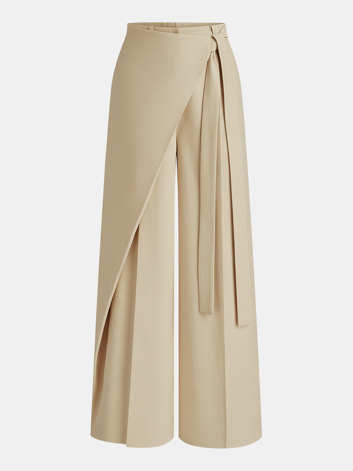 Pantaloni Donna Eleganti Tessuto Leggero Gamba Larga