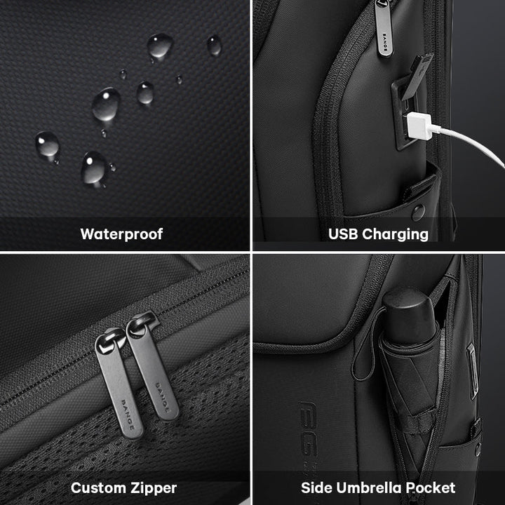 BANGE Nuova porta di ricarica USB adatta allo zaino per laptop da 15,6 pollici per uomo 5