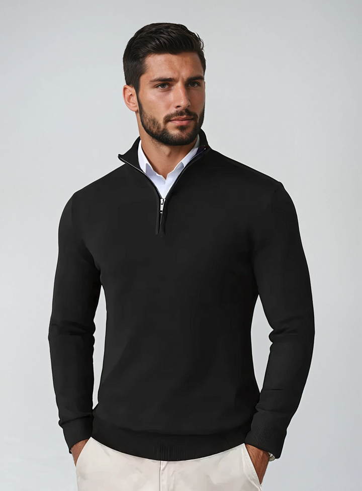 Pullover Uomo con Zip Collo Alto Morbido - Vesarelli