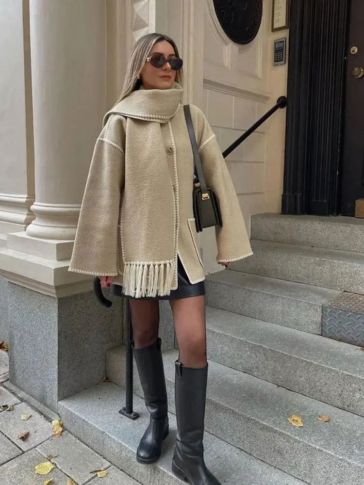 Giacca Donna Calda Elegante con Sciarpa Estiva Leggera - Vesarelli