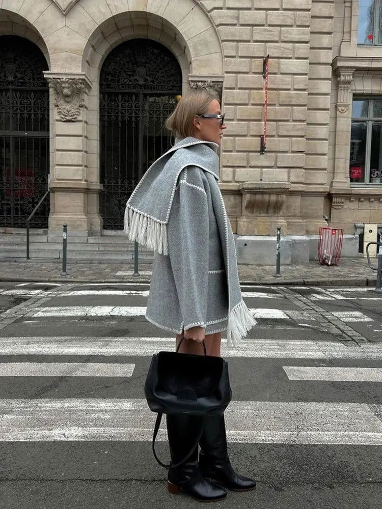 BRONTE | Elegant Warm Jacket with Scarf - Lizabella Fashion -  -  - BRONTE | Elegant Warm Jacket with Scarf - Lizabella Fashion - #tag1# - #tag2#