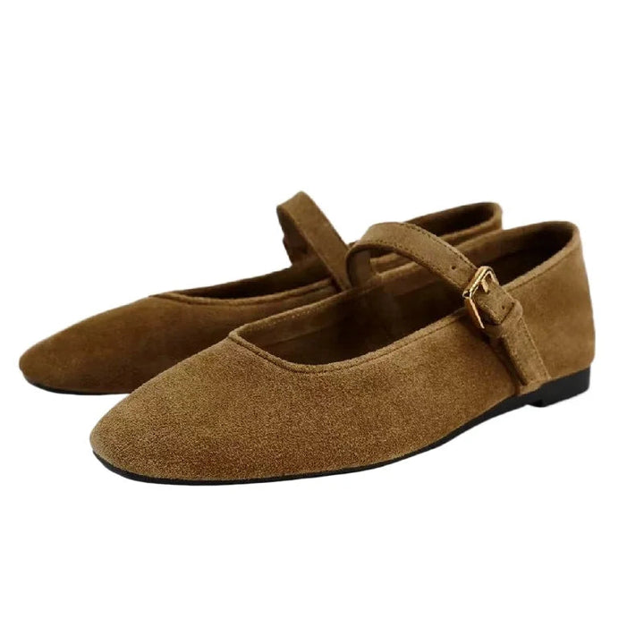 Ballerine Donna Finta Pelle Scamosciata Comode Stile Retrò Mary Jane - Vesarelli