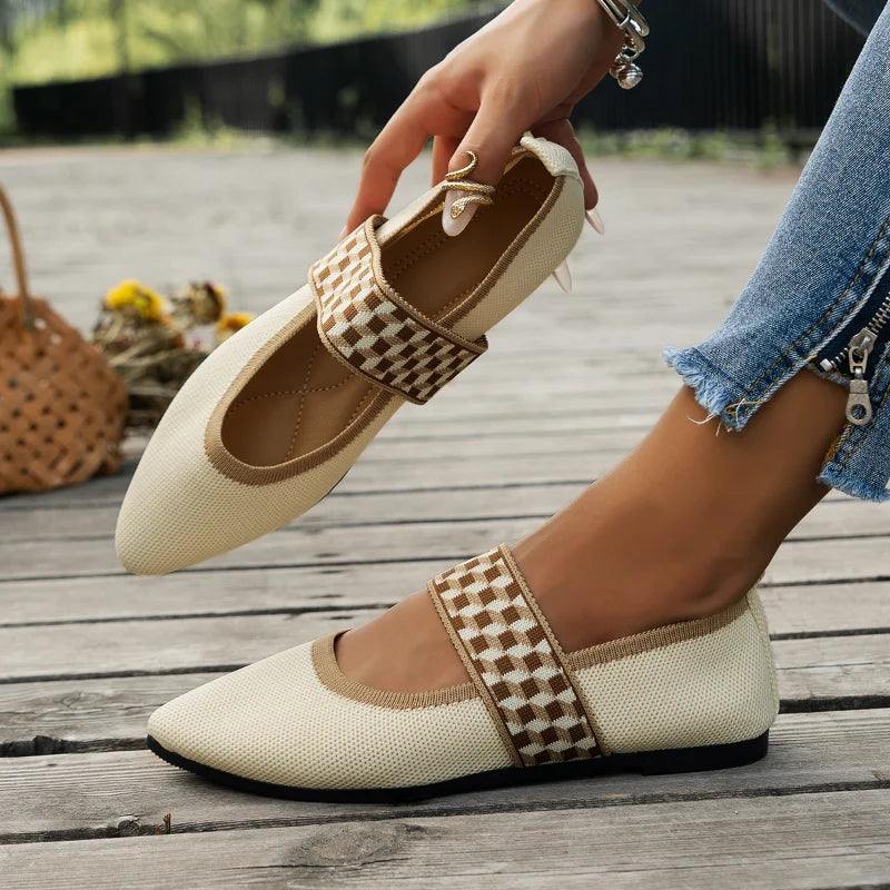 Ballerine a punta da donna in comoda pelle PU 7
