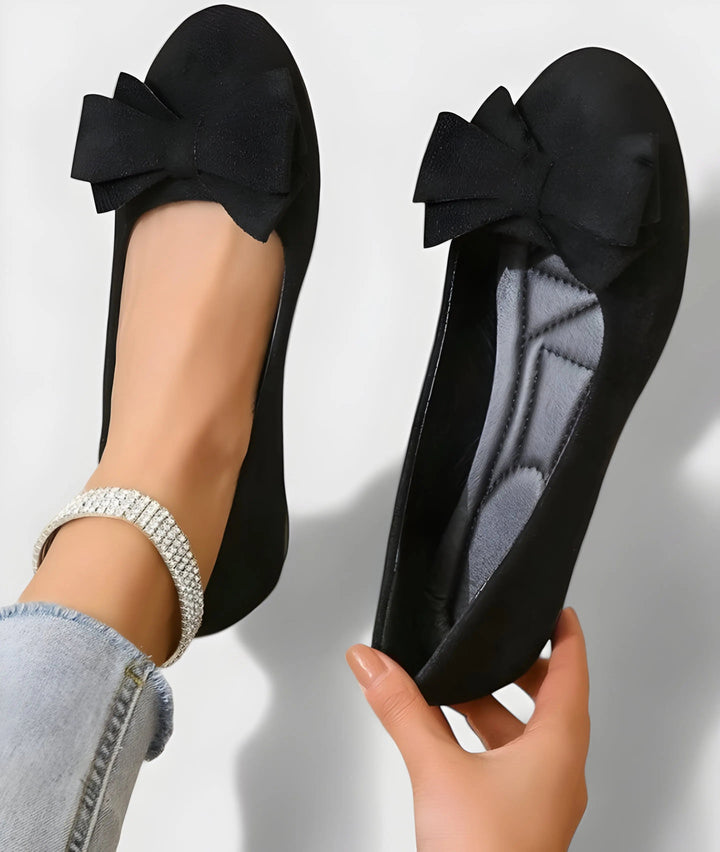Ballerine nere da donna con fiocco in materiale sintetico 5