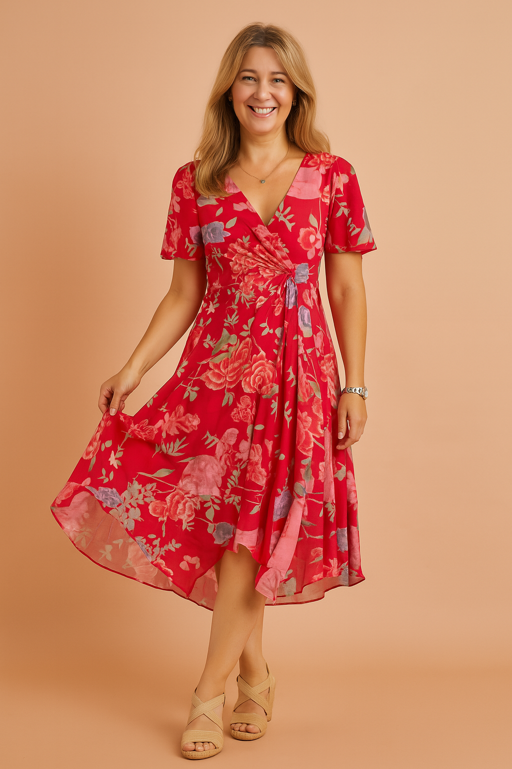 Abito Asimmetrico Donna con Stampa Floreale - Vesarelli