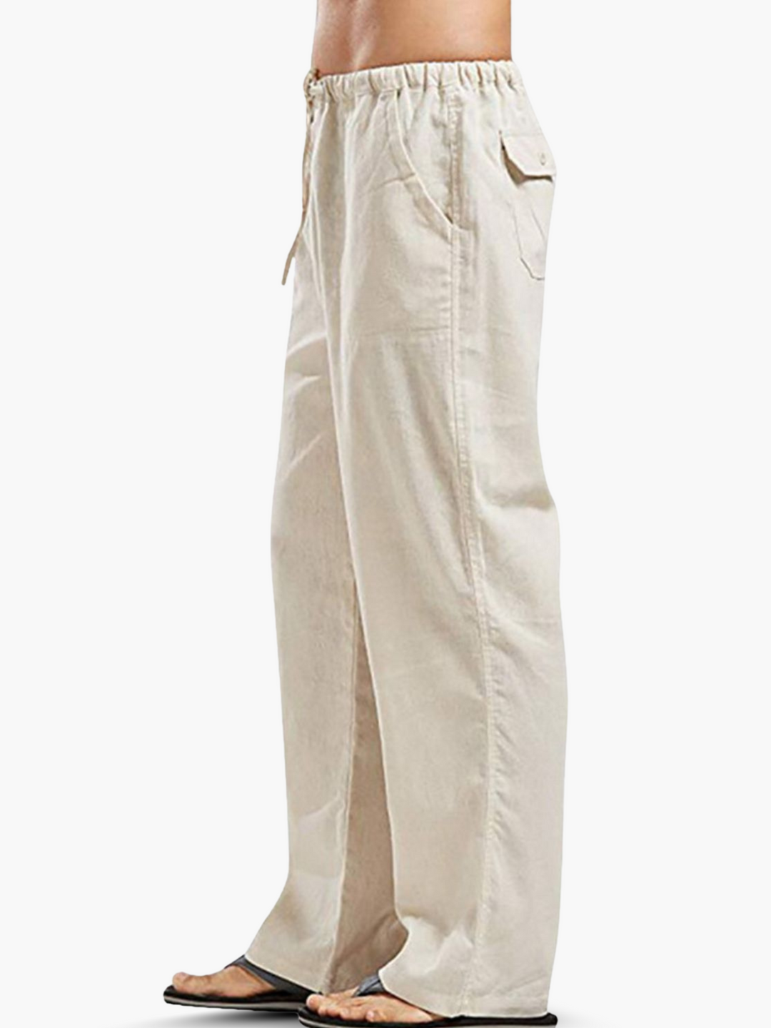 Pantaloni Uomo in Cotone e Lino Coulisse Vestibilità Comoda