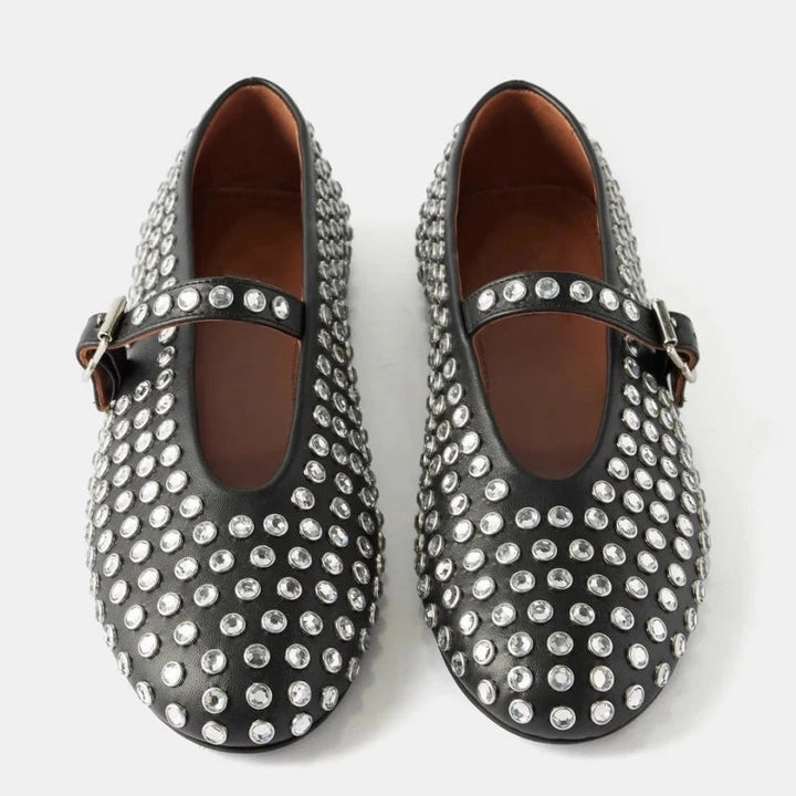Ballerine Donna Pelle Strass Mary Jane Classiche - Vesarelli