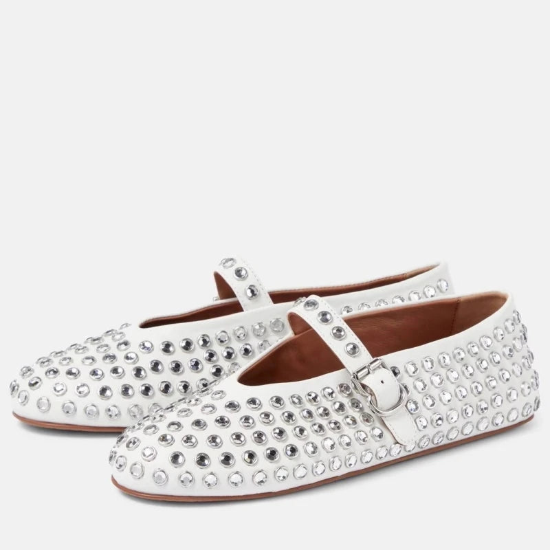 Bella | Donna Ballerine Mary Jane Pelle Strass Cristalli 5