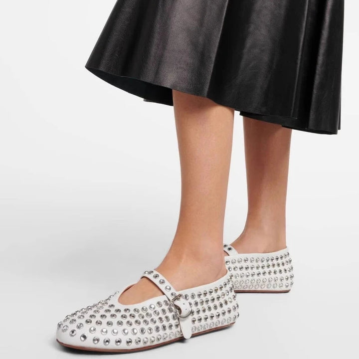 Bella | Donna Ballerine Mary Jane Pelle Strass Cristalli 6